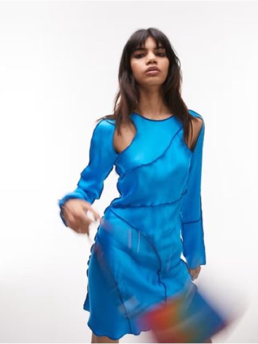 Topshop Teal Satin-Look Slip Skirt